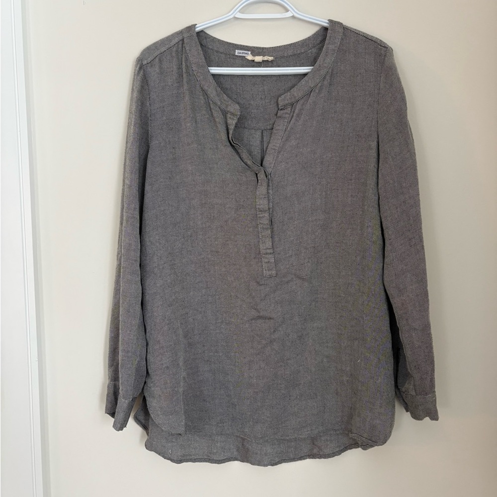 Anthropologie Jane and Delancey Charcoal Long Sleeve Tunic Blouse - Picture 2 of 5